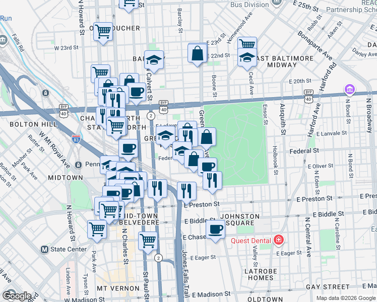 map of restaurants, bars, coffee shops, grocery stores, and more near 101 Independence Avenue Southeast in Washington