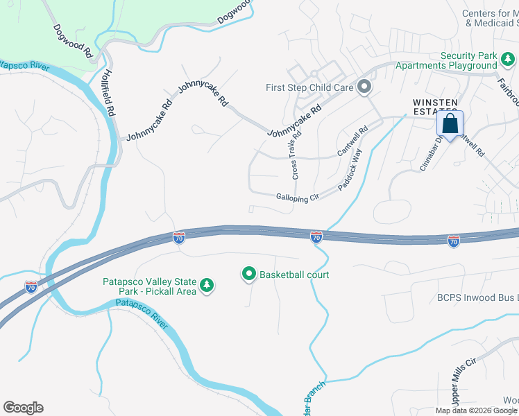 map of restaurants, bars, coffee shops, grocery stores, and more near 1909 Cross Trails Road in Woodlawn