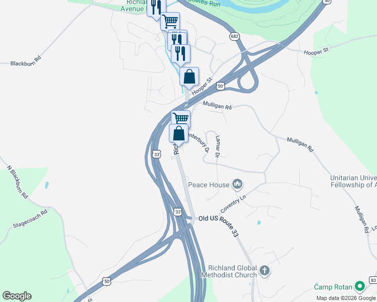 map of restaurants, bars, coffee shops, grocery stores, and more near 34 Hickory Street in Athens