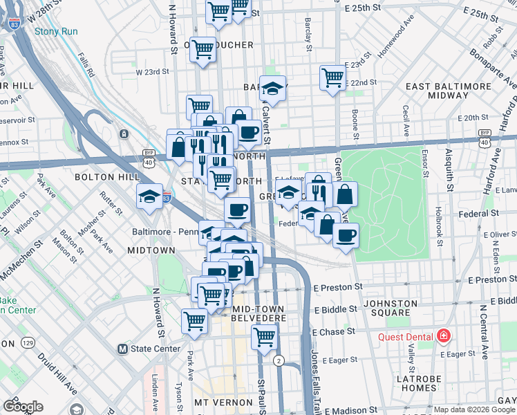 map of restaurants, bars, coffee shops, grocery stores, and more near 101 Independence Avenue Southeast in Washington