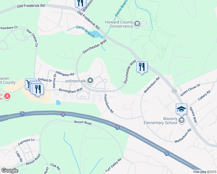 map of restaurants, bars, coffee shops, grocery stores, and more near 2207 Austen Way in Woodstock