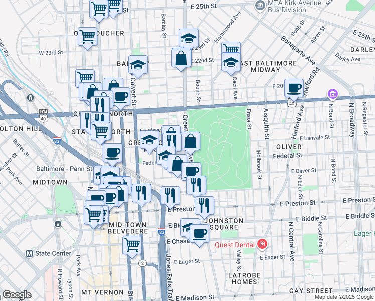 map of restaurants, bars, coffee shops, grocery stores, and more near 101 Independence Avenue Southeast in Washington