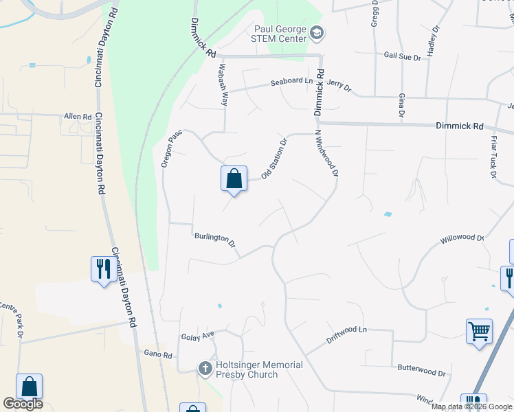 map of restaurants, bars, coffee shops, grocery stores, and more near 6601 Chessie Drive in Butler County