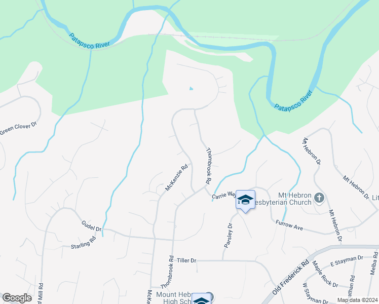 map of restaurants, bars, coffee shops, grocery stores, and more near 2878 Thornbrook Road in Ellicott City