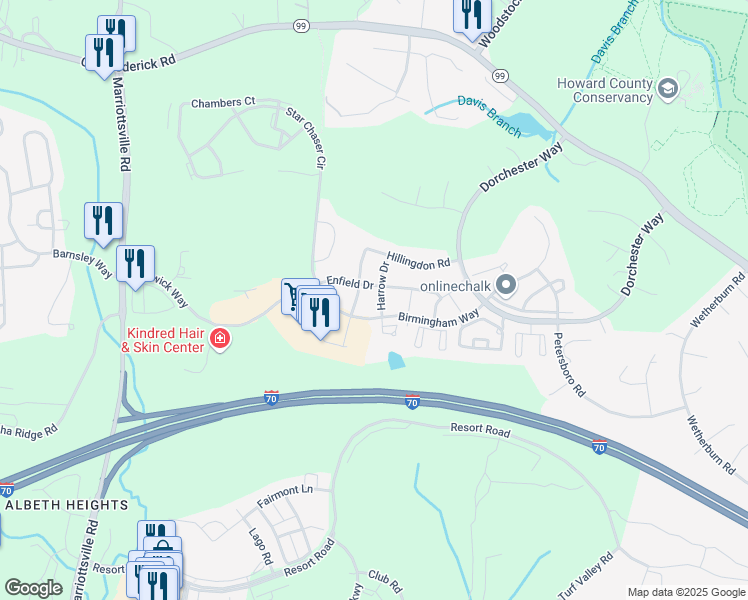 map of restaurants, bars, coffee shops, grocery stores, and more near 2113 Harrow Drive in Woodstock