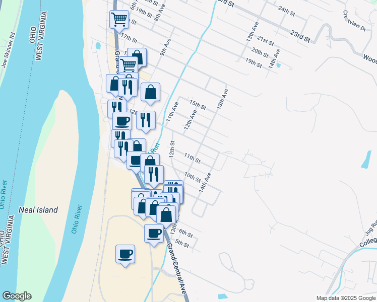 map of restaurants, bars, coffee shops, grocery stores, and more near 1219 11th Street in Vienna