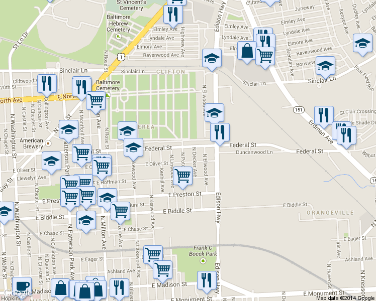map of restaurants, bars, coffee shops, grocery stores, and more near 101 Independence Avenue Southeast in Washington