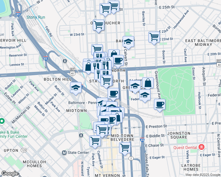 map of restaurants, bars, coffee shops, grocery stores, and more near 101 Independence Avenue Southeast in Washington