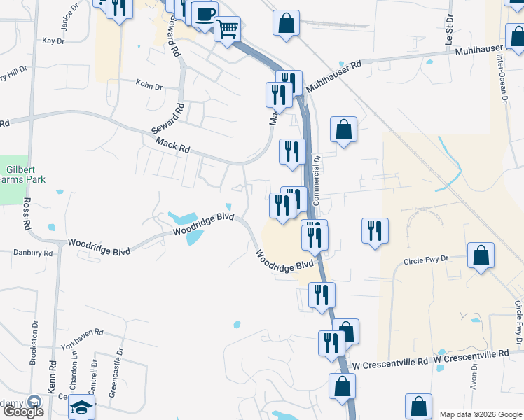 map of restaurants, bars, coffee shops, grocery stores, and more near 54 Providence Drive in Fairfield