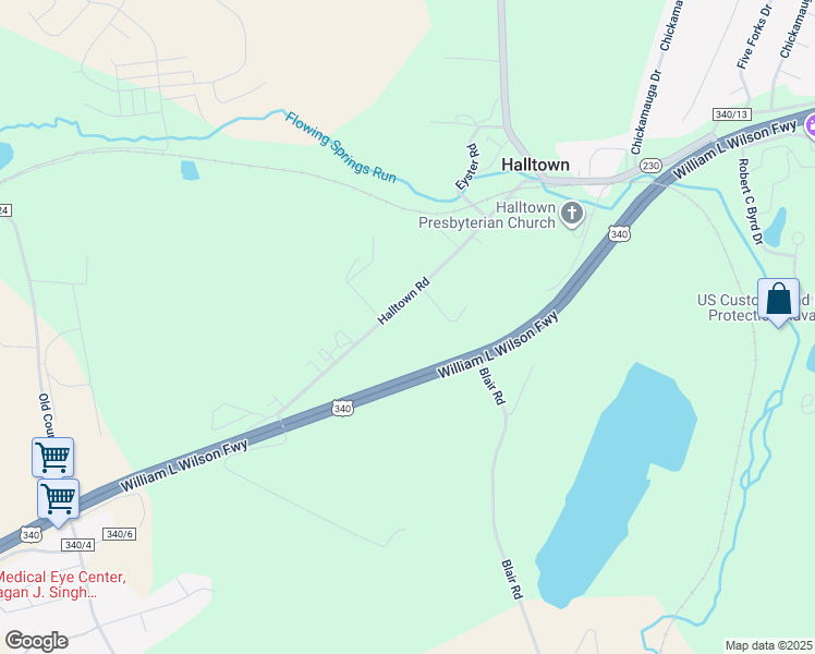map of restaurants, bars, coffee shops, grocery stores, and more near 340 Halltown Road in Harpers Ferry