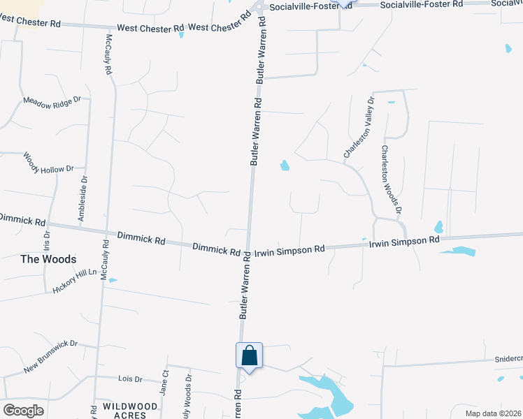 map of restaurants, bars, coffee shops, grocery stores, and more near 8850 Butler Warren Road in Mason