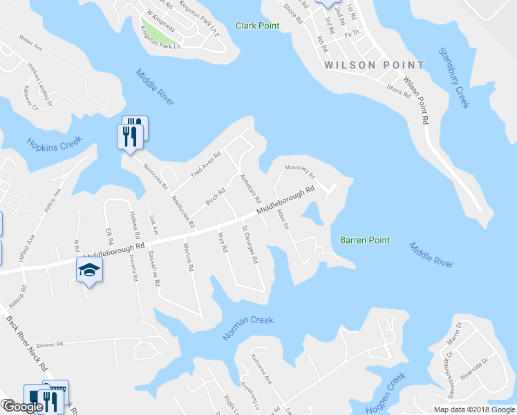 map of restaurants, bars, coffee shops, grocery stores, and more near 234 Antietam Road in Essex