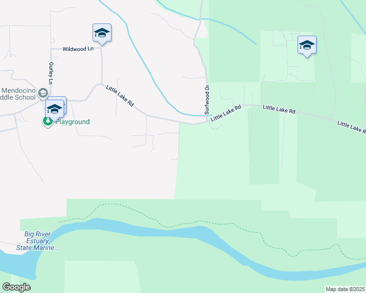 map of restaurants, bars, coffee shops, grocery stores, and more near 10451 Nichols Lane in Mendocino