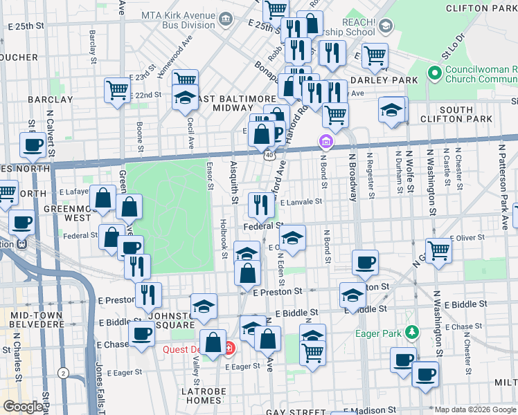 map of restaurants, bars, coffee shops, grocery stores, and more near 101 Independence Avenue Southeast in Washington