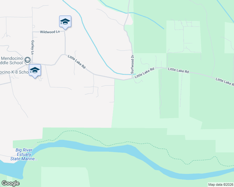 map of restaurants, bars, coffee shops, grocery stores, and more near 10451 Nichols Lane in Mendocino