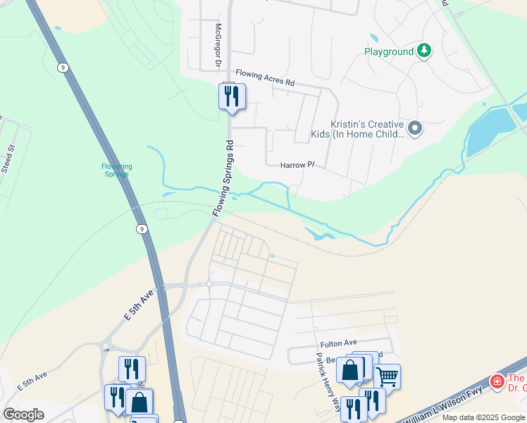 map of restaurants, bars, coffee shops, grocery stores, and more near 1216 Flowing Springs Road in Charles Town