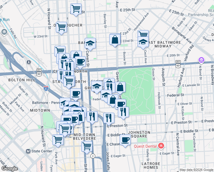 map of restaurants, bars, coffee shops, grocery stores, and more near 101 Independence Avenue Southeast in Washington