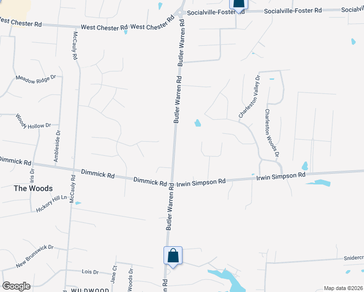 map of restaurants, bars, coffee shops, grocery stores, and more near 8850 Butler Warren Road in Mason