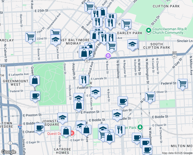 map of restaurants, bars, coffee shops, grocery stores, and more near 101 Independence Avenue Southeast in Washington