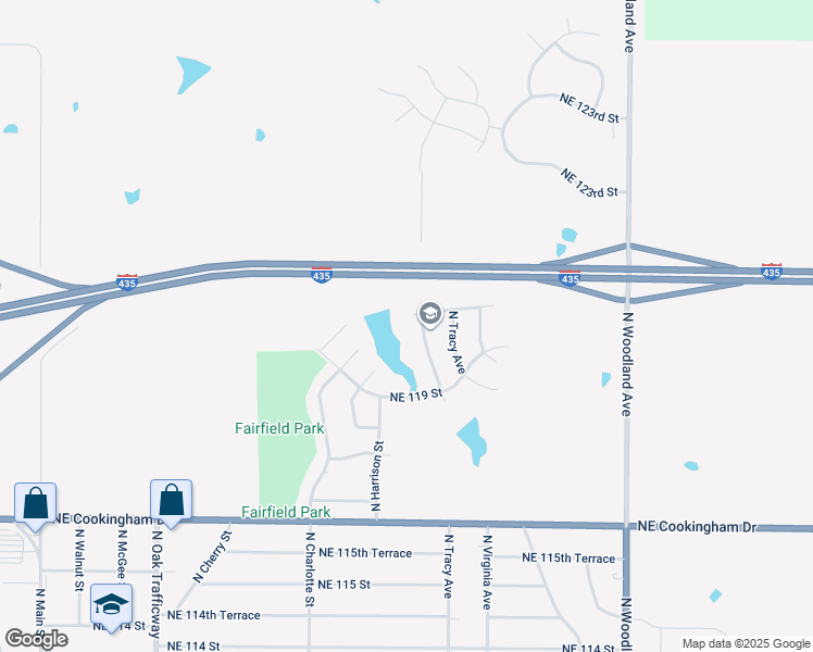 map of restaurants, bars, coffee shops, grocery stores, and more near 11909 North Campbell Street in Kansas City