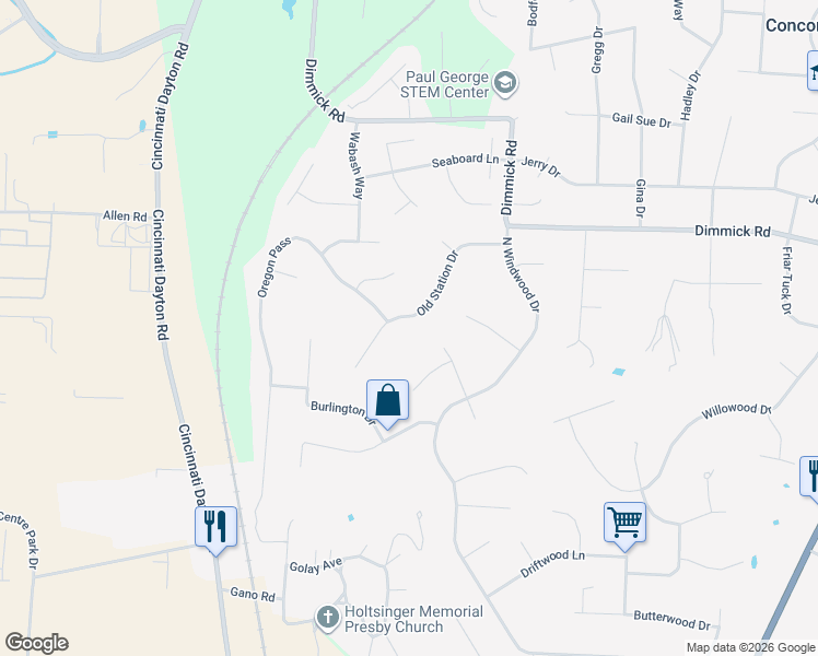 map of restaurants, bars, coffee shops, grocery stores, and more near 6601 Chessie Drive in Butler County