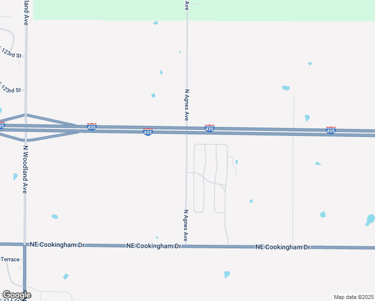 map of restaurants, bars, coffee shops, grocery stores, and more near 12110 North Agnes Avenue in Kansas City