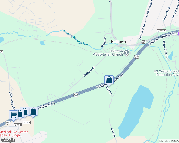 map of restaurants, bars, coffee shops, grocery stores, and more near 340 Halltown Road in Harpers Ferry