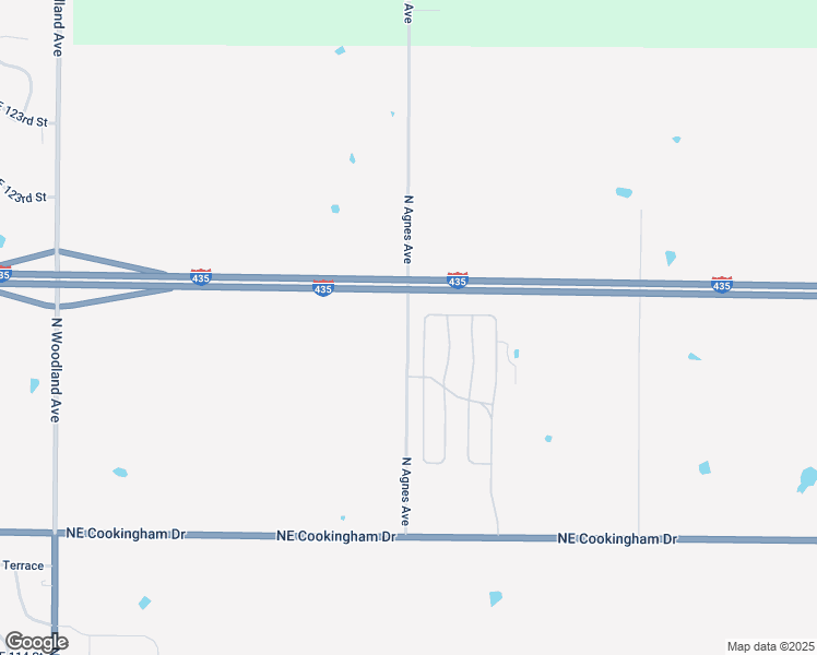 map of restaurants, bars, coffee shops, grocery stores, and more near 12110 North Agnes Avenue in Kansas City