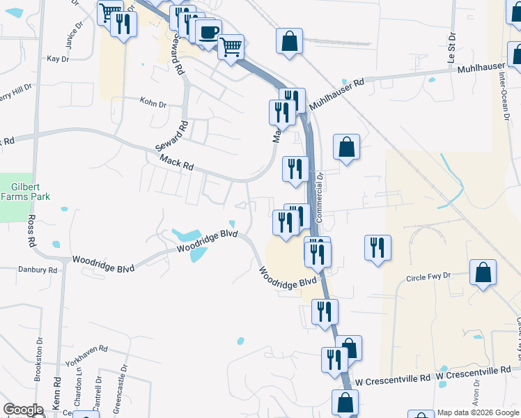 map of restaurants, bars, coffee shops, grocery stores, and more near 40 Providence Drive in Fairfield