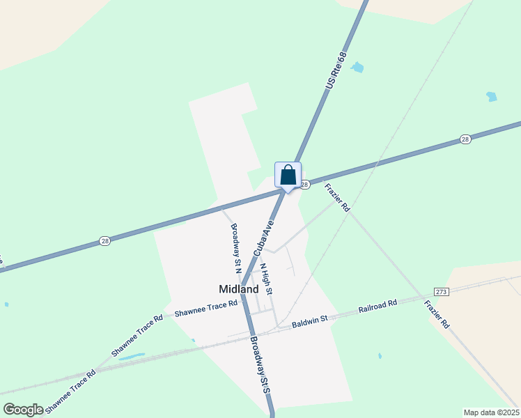 map of restaurants, bars, coffee shops, grocery stores, and more near 122 Ohio 28 in Midland