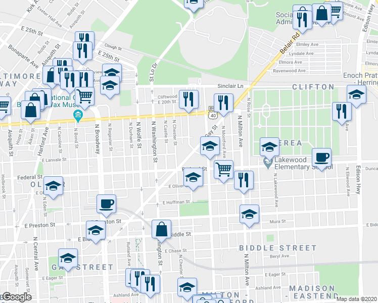 map of restaurants, bars, coffee shops, grocery stores, and more near 101 Independence Avenue Southeast in Washington