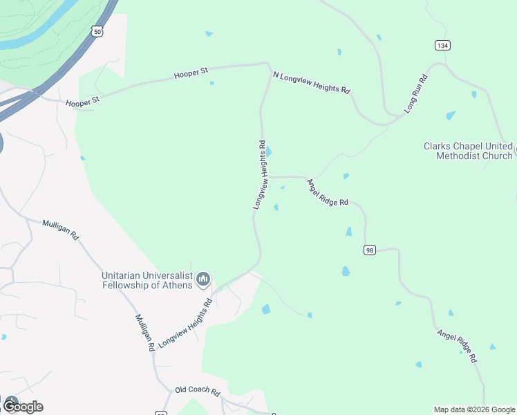 map of restaurants, bars, coffee shops, grocery stores, and more near 479 Longview Heights Road in Athens