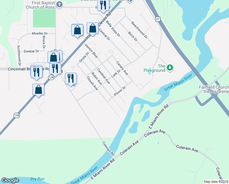 map of restaurants, bars, coffee shops, grocery stores, and more near 2127 Venice Boulevard in Hamilton