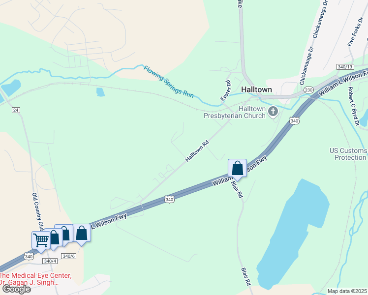 map of restaurants, bars, coffee shops, grocery stores, and more near 349 Halltown Road in Harpers Ferry