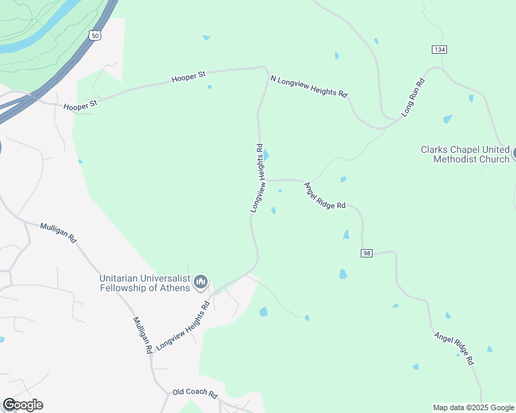 map of restaurants, bars, coffee shops, grocery stores, and more near 475 Longview Heights Road in Athens