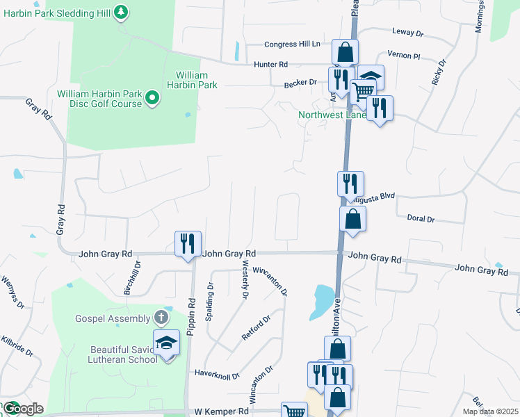 map of restaurants, bars, coffee shops, grocery stores, and more near 6316 Robert E Lee Drive in Fairfield