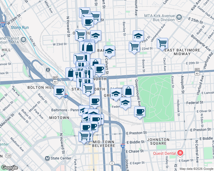 map of restaurants, bars, coffee shops, grocery stores, and more near 101 Independence Avenue Southeast in Washington