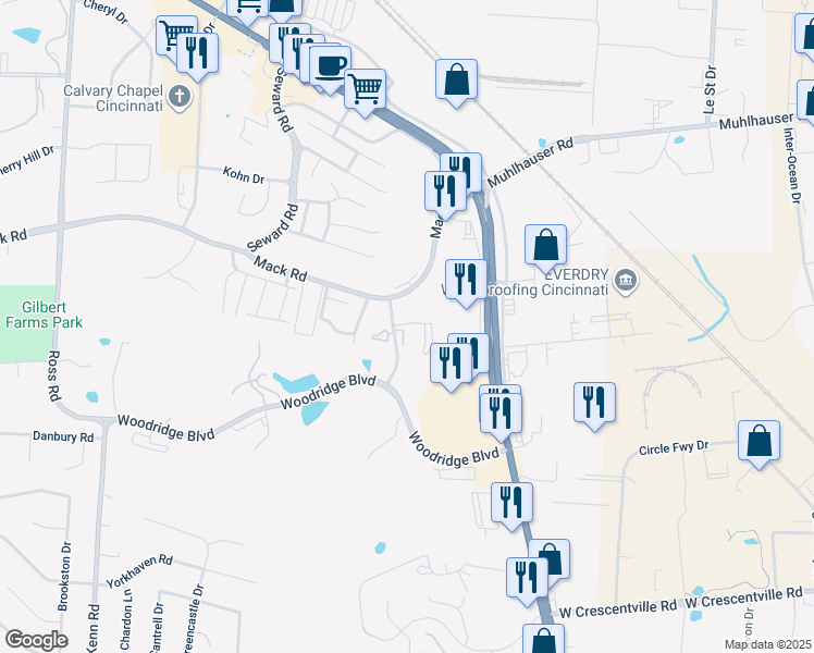map of restaurants, bars, coffee shops, grocery stores, and more near 40 Providence Dr in Fairfield