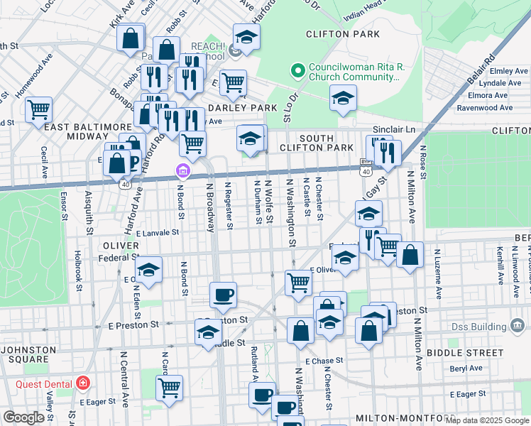 map of restaurants, bars, coffee shops, grocery stores, and more near 101 Independence Avenue Southeast in Washington