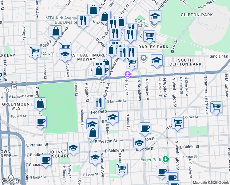 map of restaurants, bars, coffee shops, grocery stores, and more near 101 Independence Avenue Southeast in Washington
