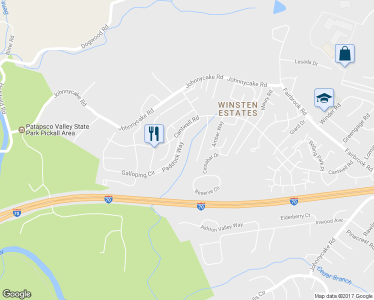 map of restaurants, bars, coffee shops, grocery stores, and more near 2025 Wisper Woods Way in Woodlawn