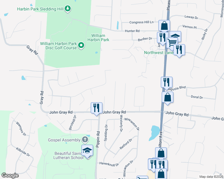 map of restaurants, bars, coffee shops, grocery stores, and more near 6313 Stonewall Lane in Fairfield