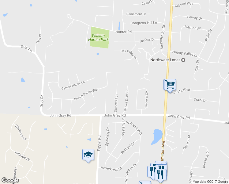 map of restaurants, bars, coffee shops, grocery stores, and more near 6313 Stonewall Lane in Fairfield