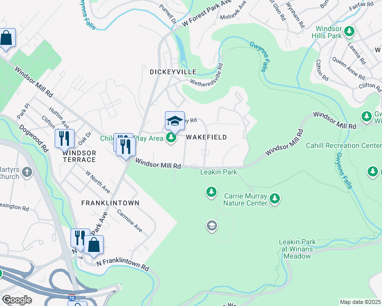 map of restaurants, bars, coffee shops, grocery stores, and more near 2109 Crimea Road in Baltimore