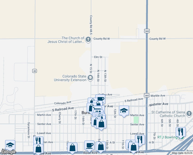 map of restaurants, bars, coffee shops, grocery stores, and more near 815 North 14th Street in Burlington