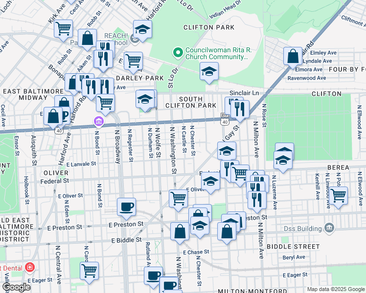map of restaurants, bars, coffee shops, grocery stores, and more near 101 Independence Avenue Southeast in Washington