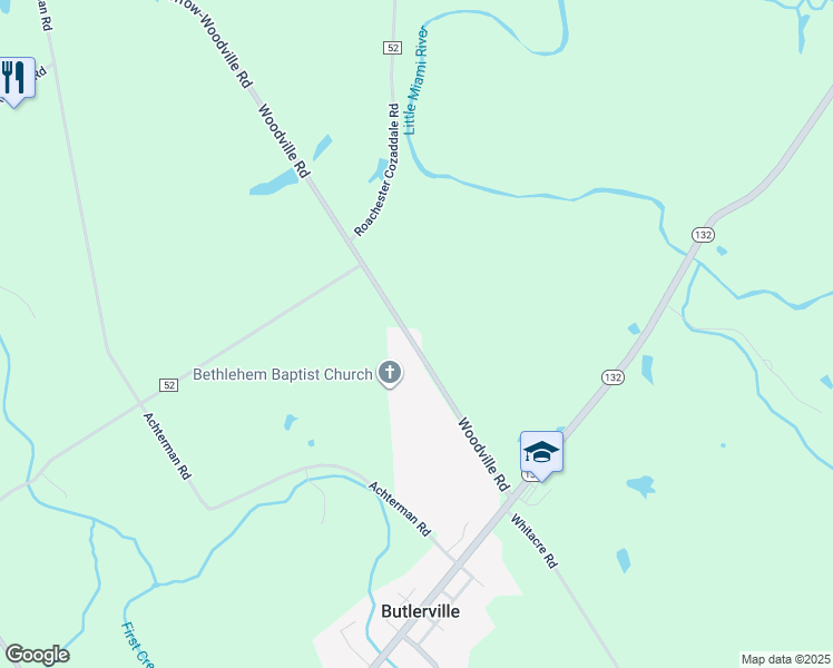 map of restaurants, bars, coffee shops, grocery stores, and more near 8038 Morrow-Woodville Road in Pleasant Plain