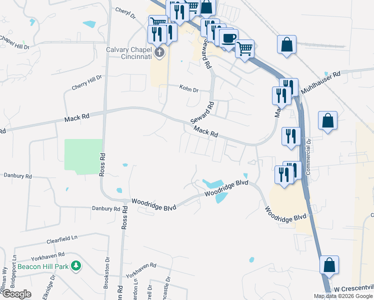 map of restaurants, bars, coffee shops, grocery stores, and more near 31 Eland Court in Fairfield