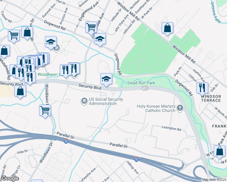 map of restaurants, bars, coffee shops, grocery stores, and more near in Baltimore