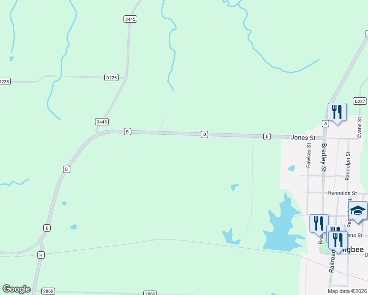 map of restaurants, bars, coffee shops, grocery stores, and more near State Highway B in Higbee